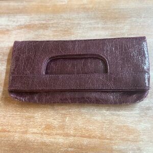 CACHÈ Fold-Over Handled Crackle-Finished Clutch Bag